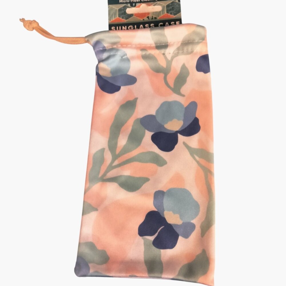 Floral Microfiber Sunglass Case Cleaning Cloth Pastel Pink Blue